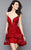 Clarisse - 3366 Plunging Neckline Lace Cocktail Dress in Red