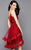 Clarisse - 3366 Plunging Neckline Lace Cocktail Dress in Red