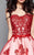 Clarisse - 3367 Beaded Lace Strapless Cocktail Dress in Red and White