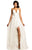 Johnathan Kayne - 8006 Gold Beaded Halter Chiffon A-line Dress In White and Gold