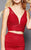 Clarisse - 3381 Alluring Two-Piece Lace Cocktail Dress in Red
