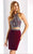 Clarisse - s3006 Bedazzled Halter Column Dress in Marsala