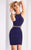 Clarisse - s3046 Crystal Ornate Fitted Cocktail Dress In Blue