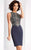 Clarisse - s3075 Embellished Jewel Column Dress in Gray