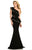 Johnathan Kayne - 8007 Adorned Asymmetrical Peplum Mermaid Gown In Black