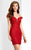 Clarisse - Plunging Off-Shoulder Lace Short Dress 4801  In Red