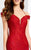 Clarisse - Plunging Off-Shoulder Jeweled Lace Dress s4801 In Red