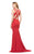 Colors Dress - 1538 Sleeveless Strappy Long Dress with Slit in Red