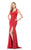 Colors Dress - 1538 Sleeveless Strappy Long Dress with Slit in Red
