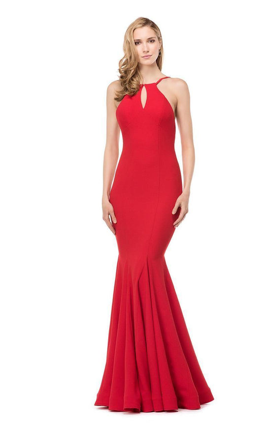 Colors Dress - 1539 Sleeveless Halter Mermaid Gown in Red