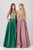Eureka Fashion - 8009 Halter Keyhole A-Line Evening Dress In Green and Pink
