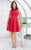 Colors Dress - 1546 Jewel Neck Pleated A-line Dress in Red