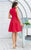 Colors Dress - 1546 Jewel Neck Pleated A-line Dress in Red