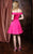 Colors Dress - 1738 Off-Shoulder Pleated A-line Dress in Pink