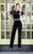 Colors Dress - 1772 Velvet Jumpsuit with Ruffled Detail in Black