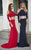 Colors Dress - 1774 Two Piece Beaded Halter Long Gown in Blue and Red
