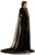 Johnathan Kayne - 8011 Deep V-Neck Velvet Gown with Mesh Cape In Black