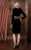 Colors Dress - 1779 Long Sleeve Velvet Sheath Dress in Black