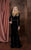 Colors Dress - 1780 Long Sleeve Velvet Trumpet Dress in Black