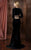 Colors Dress - 1780 Long Sleeve Velvet Trumpet Dress in Black