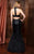 Colors Couture - J044 Two-Piece Feathered Evening Gown in Black