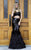 Colors Couture - J044 Two-Piece Feathered Evening Gown in Black