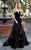 Colors Couture - J046 Embellished V-Neck Mermaid Dress in Black