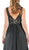Poly USA - 8012 Embellished Lace Deep V-Neck Chiffon A-Line Dress In Black