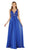 Poly USA - 8012 Embellished Lace Deep V-Neck Chiffon A-Line Dress