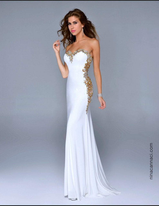8015 Dress in Ivory/Gold