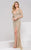 24219 Deep V-Neck Embellished High Slit Gown