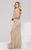 24219 Deep V-Neck Embellished High Slit Gown