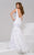31033 Feathered Deep V-neck Mermaid Dress