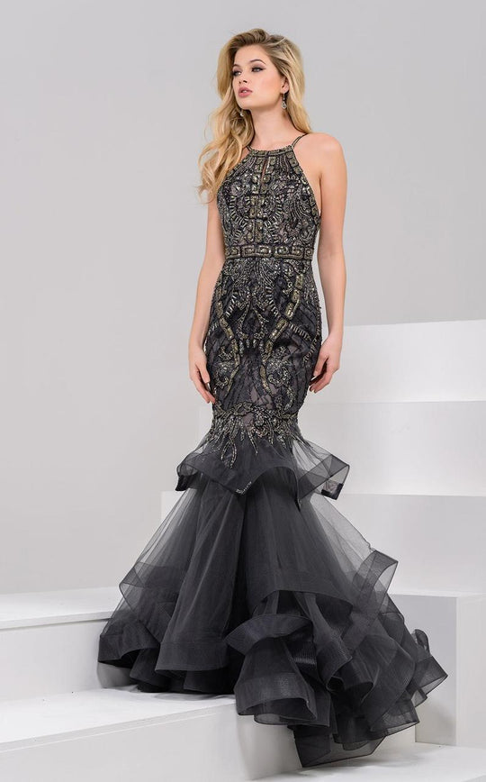 31554 Halter Beaded Mermaid Gown