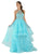 Poly USA - 8016 Beaded Illusion Halter Tiered Organza A-line Dress