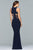 Faviana - Banded Cutout Jersey Sheath Gown 8018  In Blue