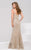 33007 Embellished Deep V-neck Trumpet Dress