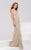 33007 Embellished Deep V-neck Trumpet Dress
