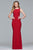 8019 Alluring Deep V Cut Side Panel Long Jersey Dress