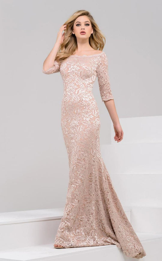 34072 Lace Embellished Scoop Neck Sheath Dress