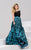 35283 Lacy Scoop Neck Floral Evening Gown