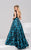 35283 Lacy Scoop Neck Floral Evening Gown