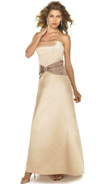 Alexia Designs - 802 Two Tone Prima Satin A-line Dress In Neutral and Brown