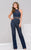 36697 Embellished Illusion Halter Pantsuit