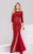 36916 Bejeweled Bateau Neck Trumpet Dress