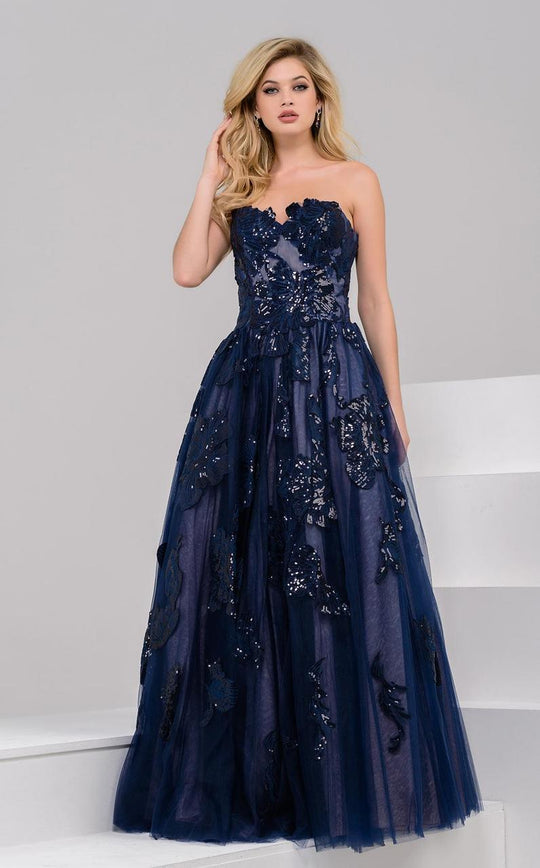 36937 Sequined Sweetheart A-Line Dress