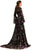 Johnathan Kayne - 8022 Plunging V-neck Chiffon/Velvet A-line Dress In Black and Multi-Color