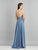 Dave & Johnny - A8023 Soutache Detailed High Slit Gown In Blue