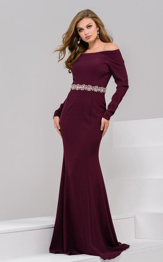 37601 Long Sleeve Off Shoulder Trumpet Dress