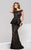 39311 Embroidered Lace Peplum Long Gown